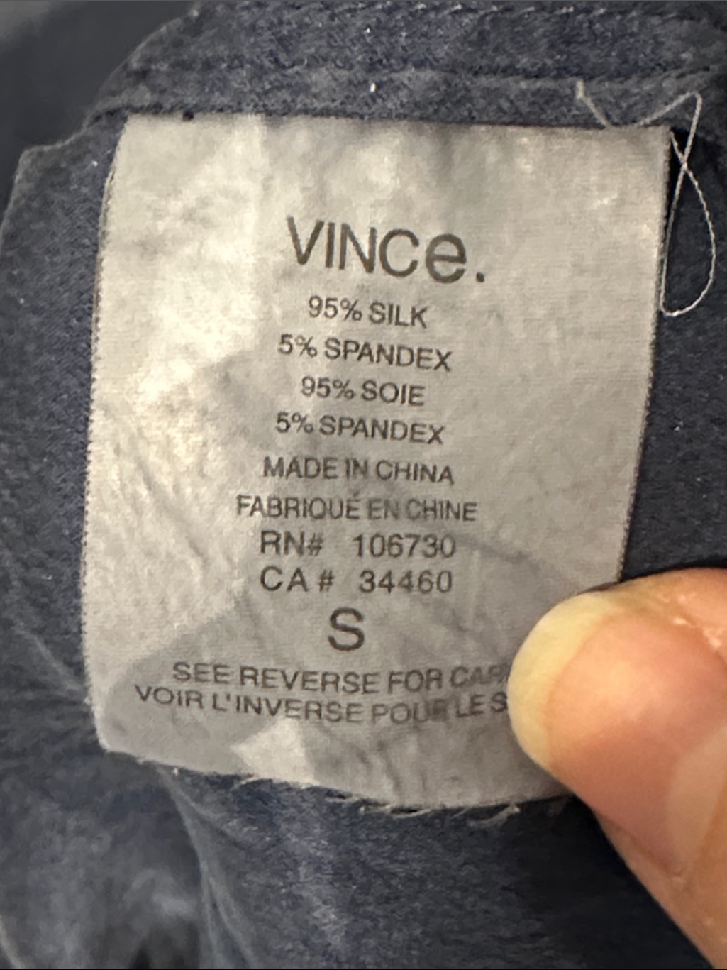 95% Silk Blend Soft Blue Wide V-Neck Blouse — image 7 of 8
